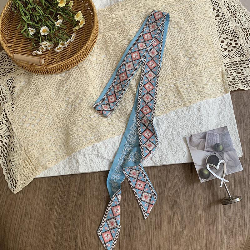 Double-layer polka dot silk scarf, high-end versatile small scarf, fashion headscarf, headband, hair tie, decorative belt.