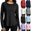 Women's Round-Neck Breathable Sweatshirt: Loose-Fitting Long-Sleeve Yoga Top