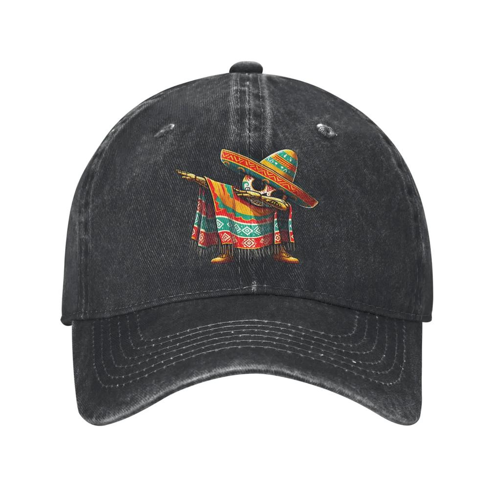 Dabbing Mexican Skull Cinco De Mayo Baseball Cap Vintage Distressed Denim Headwear Unisex Style Outdoor Running Golf Caps Hat