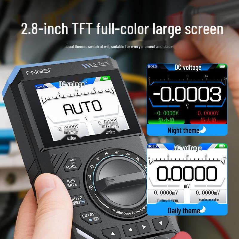 FNIRSI DST210/201 3-in-1 Multimeter: 10M Bandwidth, Oscilloscope, Signal Generator.