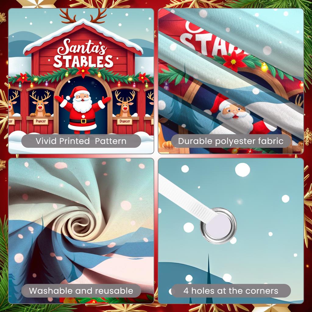 Weihnachtsdekoration Festliches Thema Feiertagsbanner Feiertagsdekoration Illustriertes Santa-Banner für Familienzusammenkunft Winter