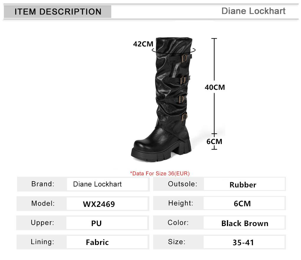 Women Platform High top Spring Fashion Designer Knee Chelsea Boots with Buckle Brand Party Black Brown