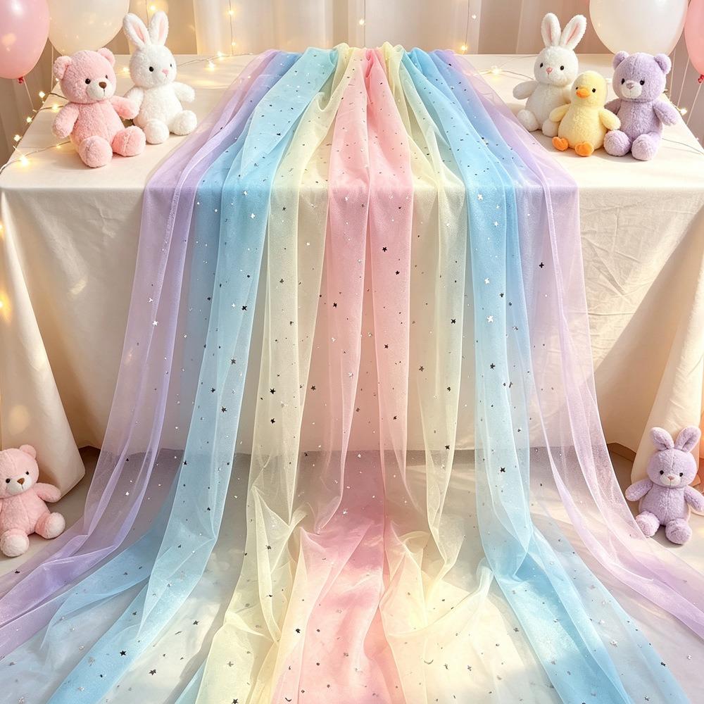 Macaron Colored Rainbow Tulle Table Runner Gradient Ceiling Drape Table Flag  DIY Sewing Supplies
