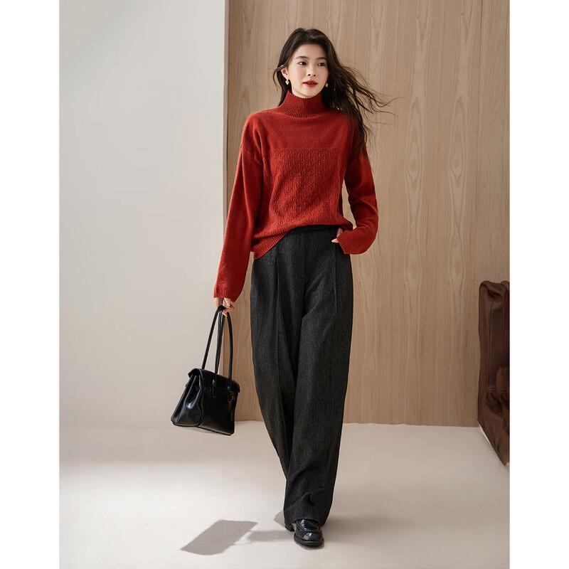 Demana Women's Sweet Cool Jacquard High-Neck Knit Sweater