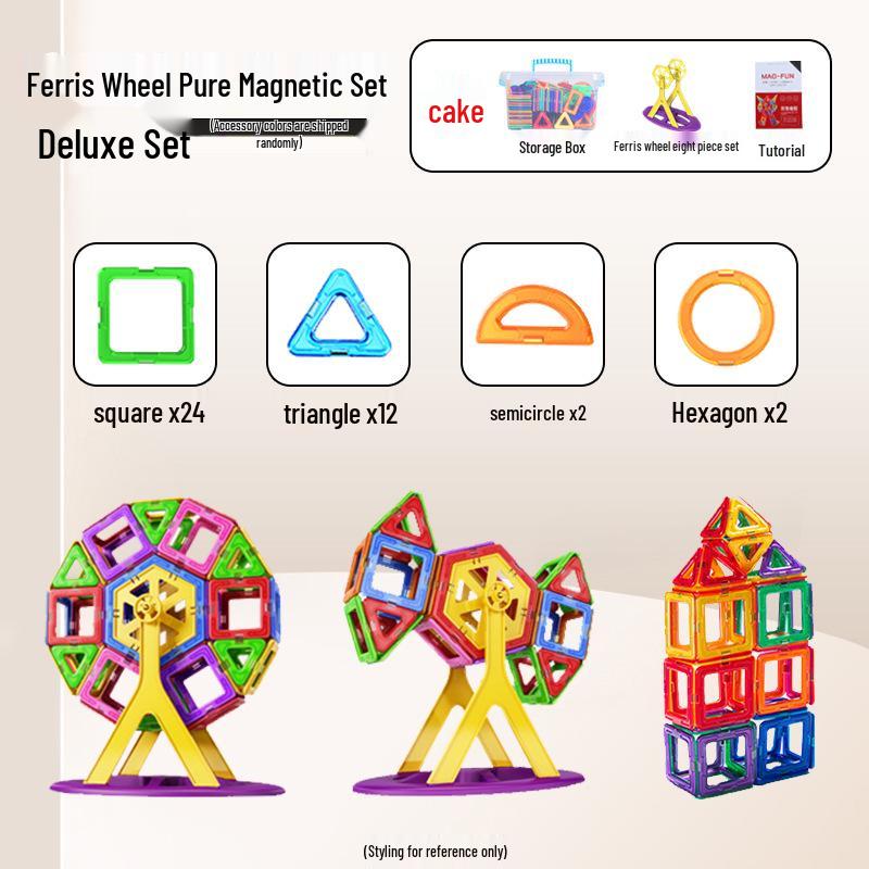 Large Magnetic Building Tiles Set for Kids - Educational Suction Magnet Blocks