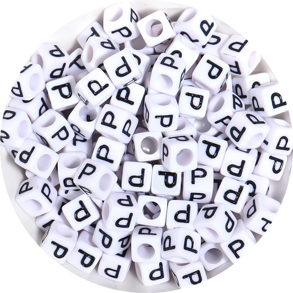 50-100pcs White And Black Color Letter Beads Alphabet Loose Beads Square Beads For Jewelry Making DIY Earring Bracelet Charm