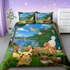 Conjunto de Roupa de Cama Pokemon Desenho Animado Anime Quarto Infantil Capa de Edredom Menino Menina Roupa de Cama Solteiro Casal King Capa de Edredom Pikachu Presente