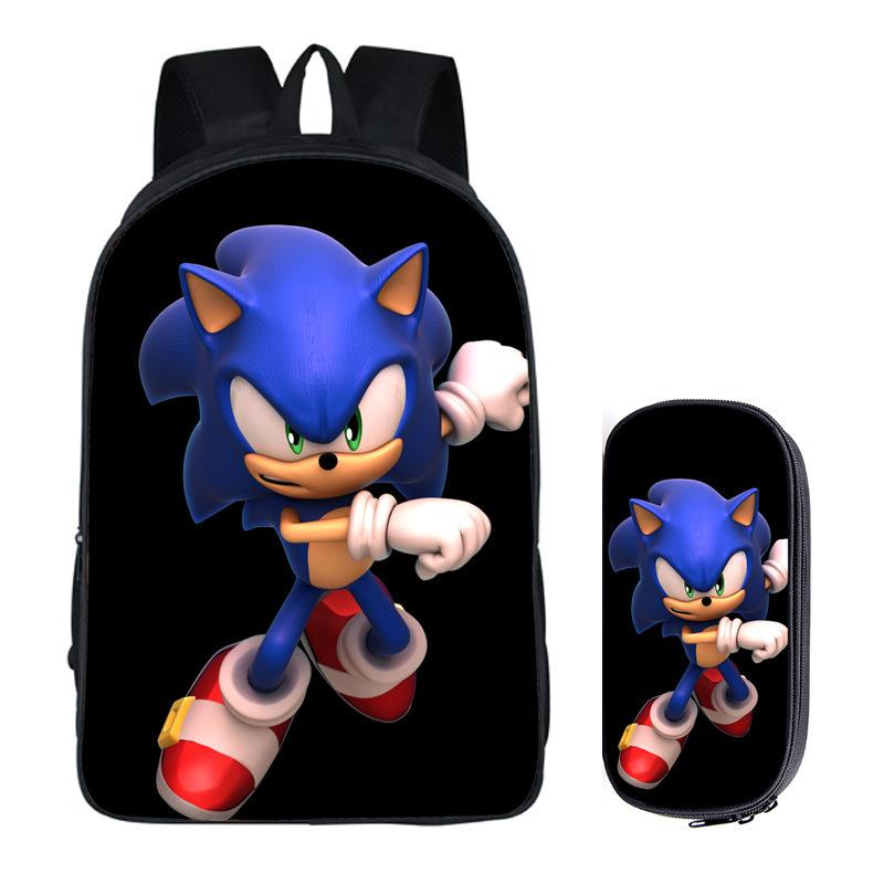 Straight Hair Animation Digital Printing Children'S Two-Piece Set Backpack Pencil Bag Primary And Secondary School Schoolbag