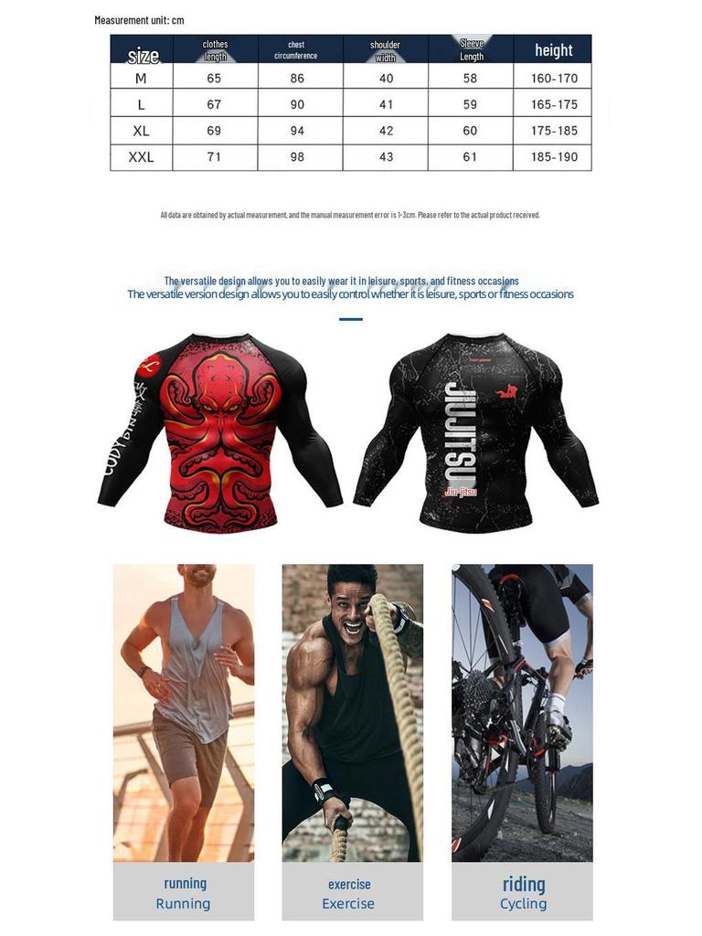 Digital Print Quick-Dry Long Sleeve Training Top - Autumn/Winter Running Tee