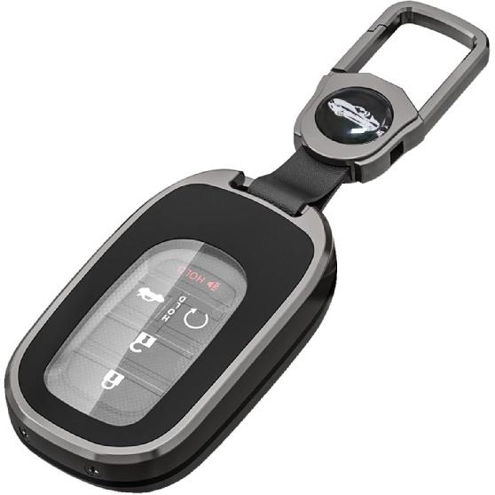 for Honda Key Fob Cover with Keychain,Metal Shell Soft TPU Full Protection Key Case for Honda 2022 2023 Honda Accord Civic HR-V CR-V Pilot Sport SI