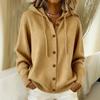 2026 Women's Button Knit Hooded Cardigan - Casual Solid Color Jacket for Autumn & Winter