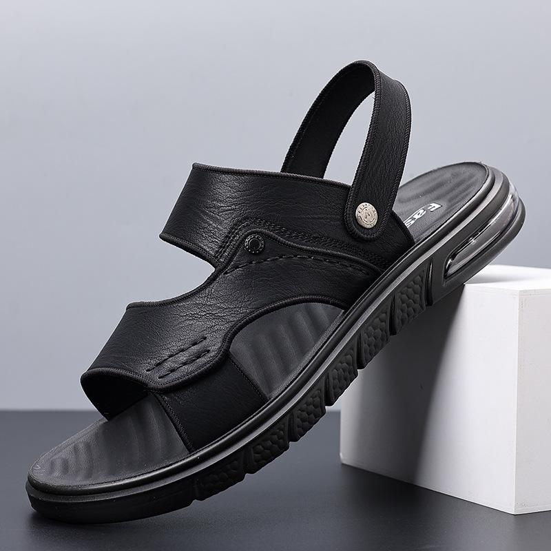 

Sandals men s 2024 summer wear driving dual-purpose men s fashion sandals soft-soled casual beach shoes trendy one generation 38 чёрный