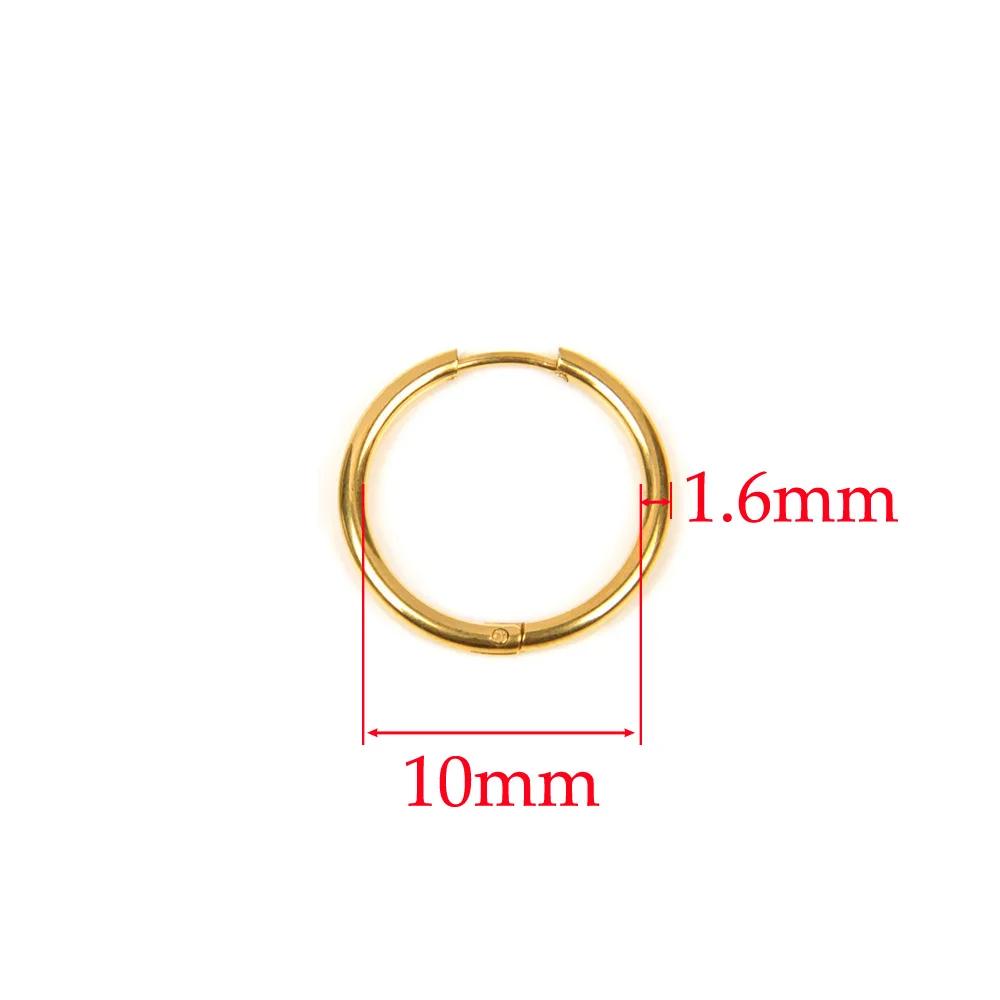 10 Stück 316L Edelstahl Creolen Ohrringe Damen Herren Punk Hiphop Kreisförmige Ohrstecker Ring Schmuck Goldfarbe Zubehör Großhandel