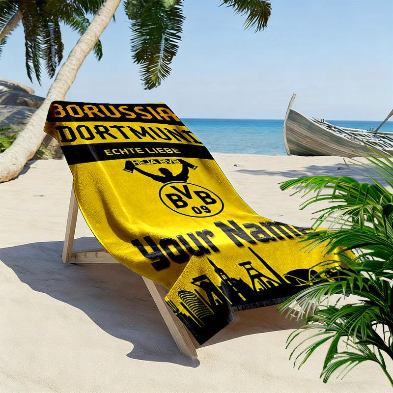 Custom Name BVB Print Beach Towel, Large Soft Quick Dry Towel for Beach Camping Swimming -HE190