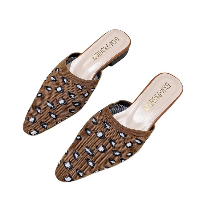 2024 Summer New Red Half Slippers Bao Head Sandals High Heels Slippers Women Wear Fashion Thick Bottom Pointed Head