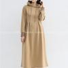 Navava Women Waist Shirring Long Sleeve Hoodie Long Dress No964