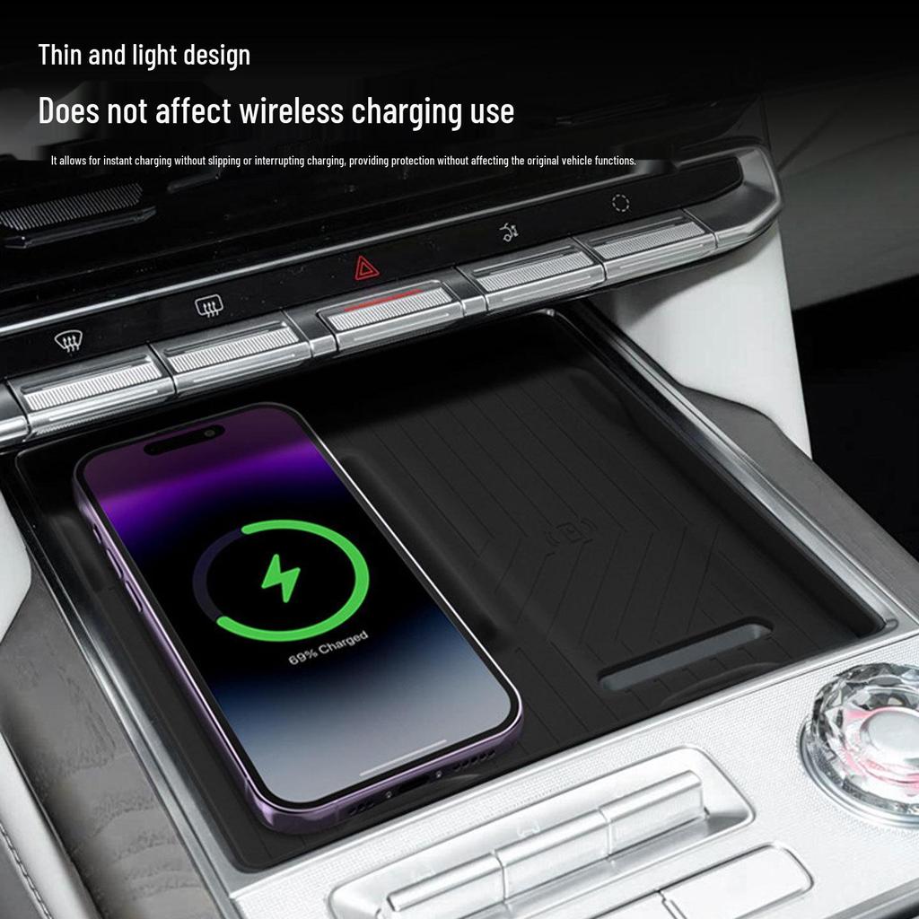 Zeekr 9X Silicone Wireless Charging Anti-slip Phone Pad for Center Console Interior Decoration.