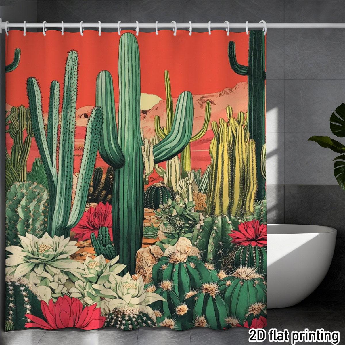 

Art Deco Wave Shower Curtain – Teal/Cream/Soft Orange, 2D Flat Print, Waterproof Polyester, 70×70 , 12 Hooks W60H190(CM)-1 Pcs