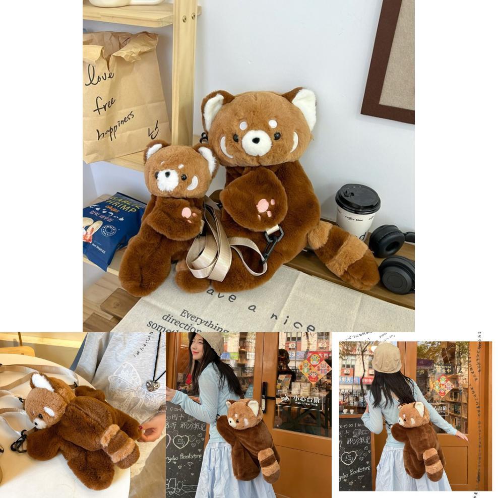 Cartoon Guli Guli Small Plush Panda Backpack With Adjustable Straps For Daily Use