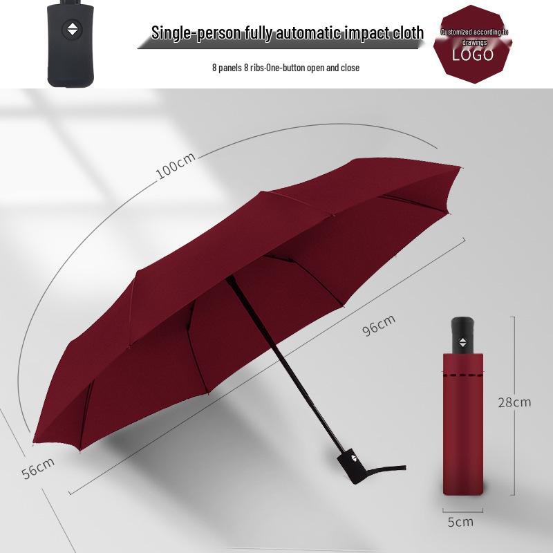 Custom Logo Automatic Three-Fold Umbrella: Sun & Rain Protection, Advertising and Gift Use
