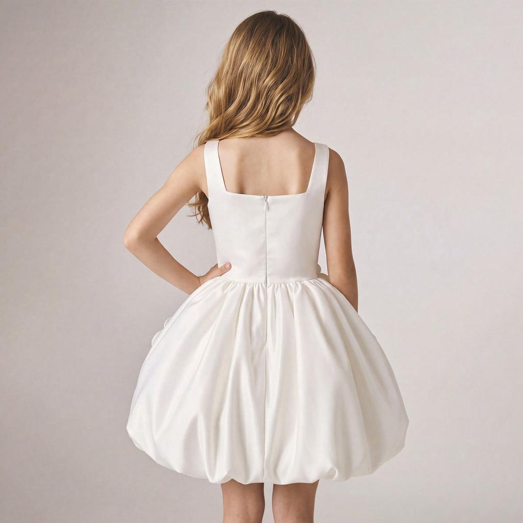 Kids Color Floral Embellished Performance Dress for Stage Party Formal Occasions