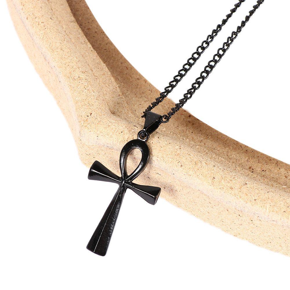Ankh Egiziano Vintage Crocifisso di Cristo Gesù Acciaio Inossidabile Accessori Gioielli Choker Collana a Croce Ciondoli Catena