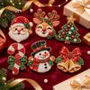 Clothing Embellishment Brooch 6Pcs/Set DIY Christmas Rhinestone Painting Kit, Santa Snowman Reindeer Tree Candy Cane Badge Bell Pin, Holiday