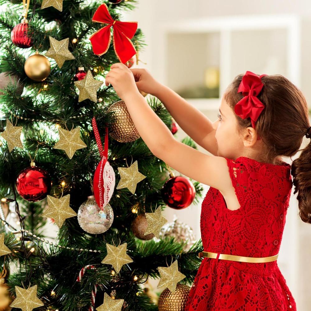 6Pcs Christmas Decoration Golden Five Pointed Star Pendant For Christmas Tree Decoration Party Home New Year Gift 2026 Accessory