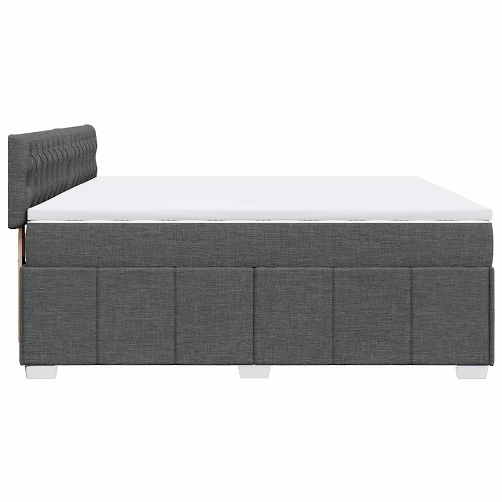 Box Spring Bed with Mattress Dark Gray 200x200 cm Fabric