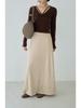 Koreanischer Stil Schwarzer texturierter High-Waist figurbetonter A-Linien-Strick-Midirock für Damen