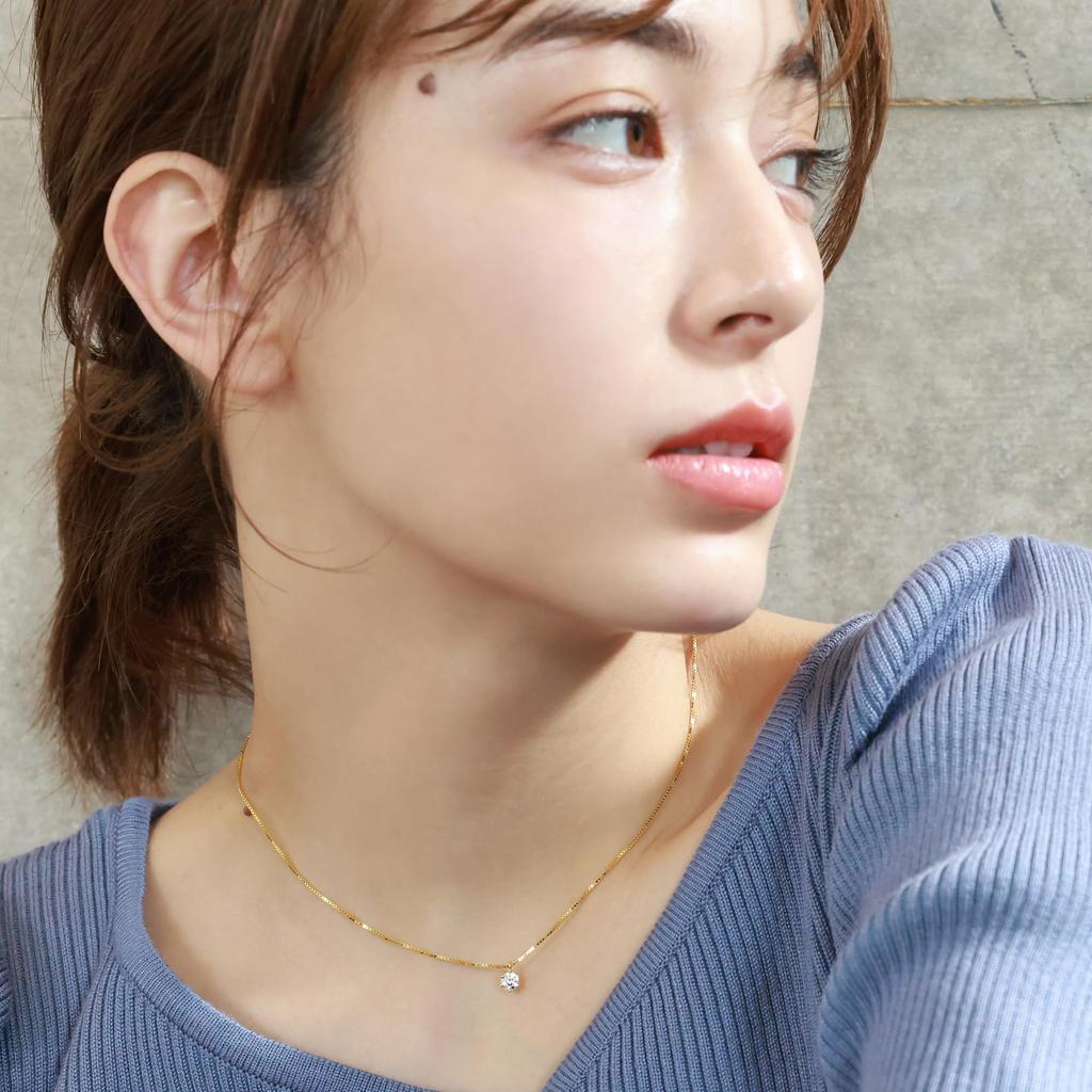 Moon Cute Platinum Necklace Made In Italy Azuki Chain Zirconia Silver 925 Birthday Present Gift Popular Adult Gift BOX Included [Matthewmark] Women's