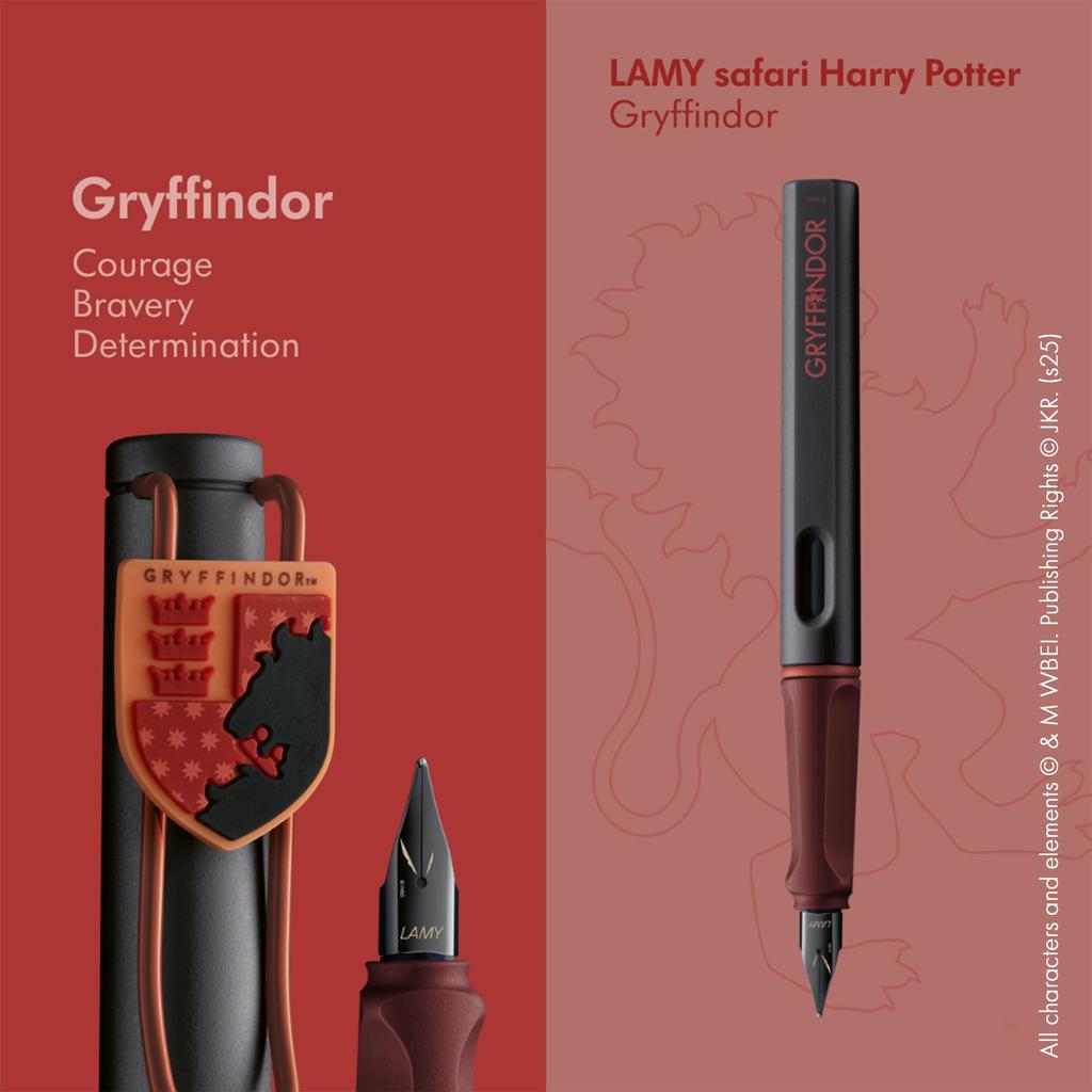 Lamy Safari Harry Potter Gryffindor Fountain Pen Special Edition Fountain Pen with House Crest Extra Fine Steel Nib Ergonomic Grip Includes T10 Blue