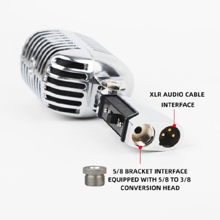 Metal Dynamic Microphone Metal Appearance with Retro Frame Self-tensioning Metal Frame for Stage and Studio Use