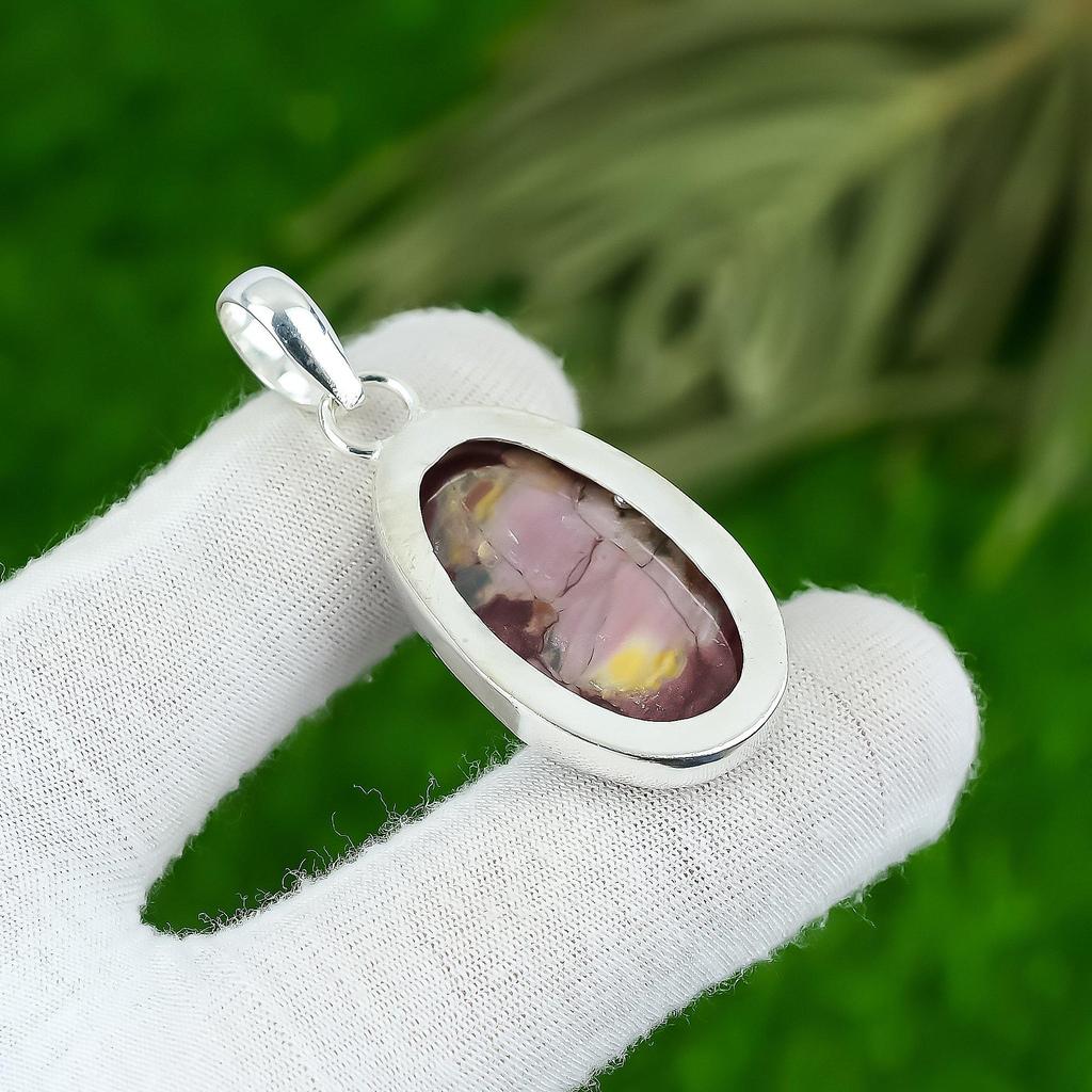 Mothers day Sale Oval Natural Bird Eye Jasper Pendant Jewelry Sterling Silver