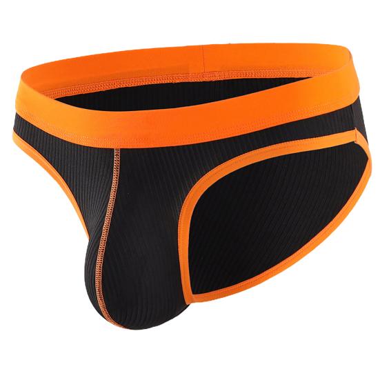 Men Briefs Ribbed Good Stretch Big Pouch Low Waist Color Block U Convex Close Fit Underpants Panties for Honeymoon
