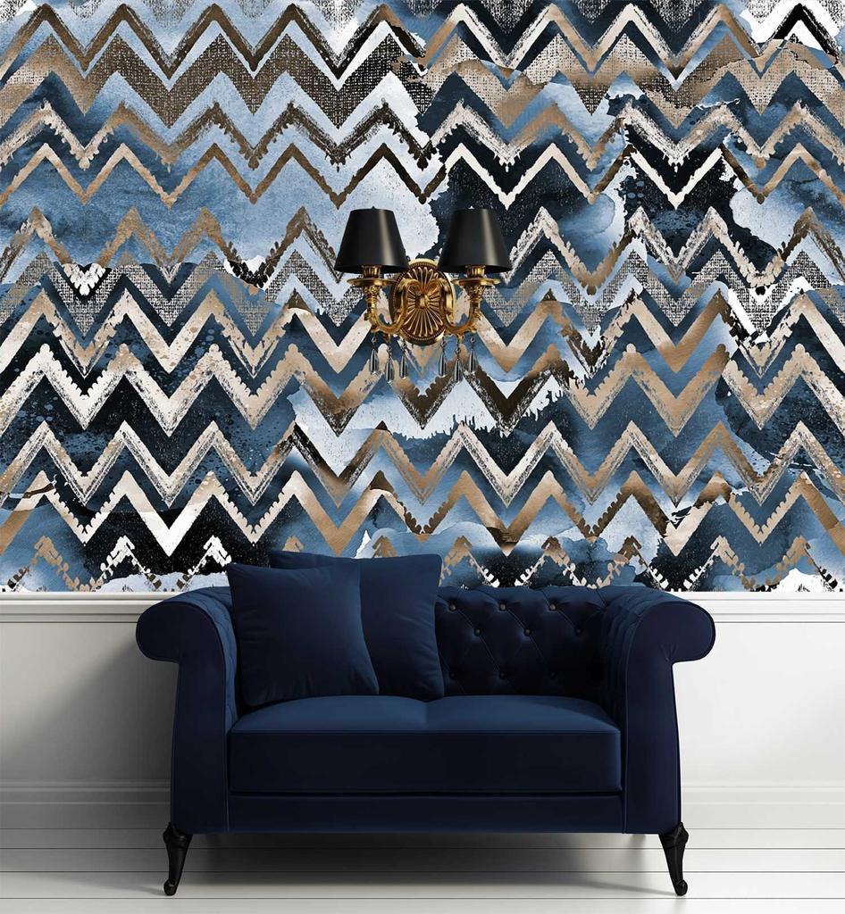 Wallpaper Zigzag Gold Glamour Pattern
