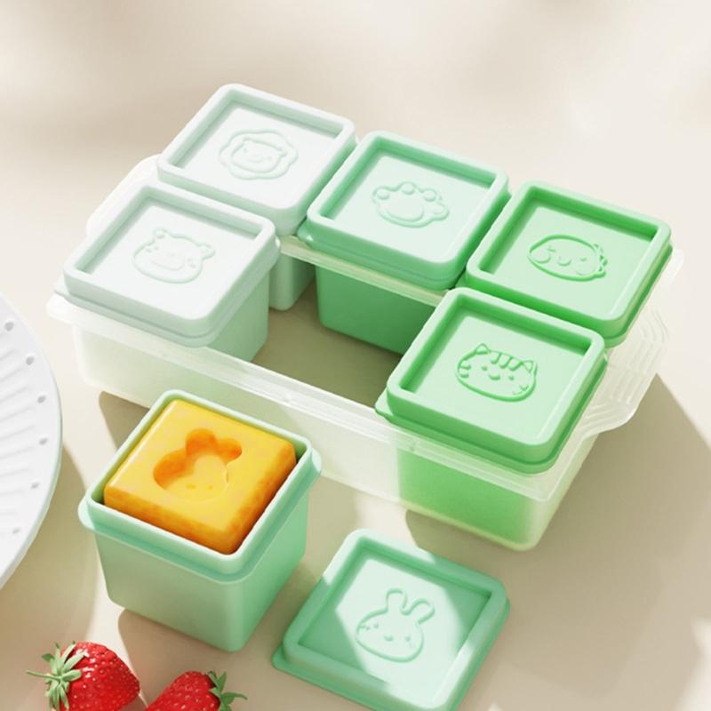 Dishwasher Safe Baby Food Storage Container 6 Grids Silicone Snacks Organizers Freezer To Microwave Snacks Box With Lid