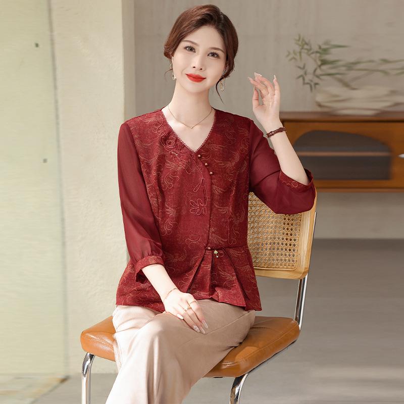 New Summer Seven-Sleeve Chinese Style Mid-Aged Women's Wear