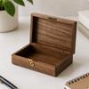 Desktop Storage Box Simple Wooden with Hinged Lid Rustic Walnut for Desk,