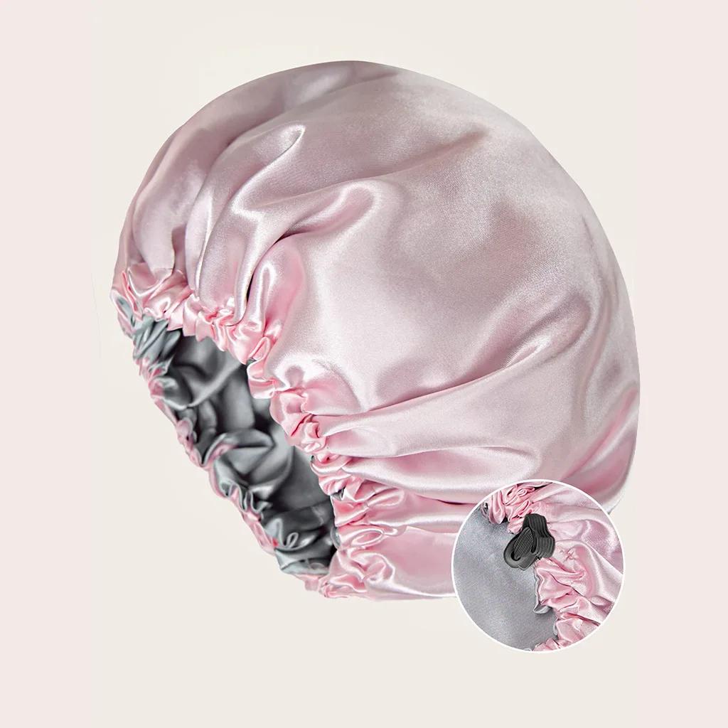 Satin Bonnet for Sleeping Silky Bonnet Cap Large Double Layer Reversible Adjustable Sleep Bonnet Used To Hair Care