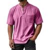 Men's Summer Round Neck Short Sleeve T-Shirt Neck Men's All-match Casual Button Shirt