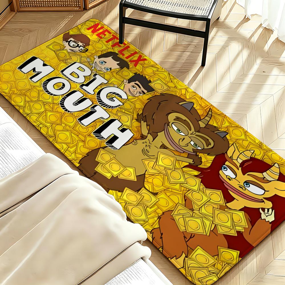 Cartoon B-Big M-Mouth Floor Mat Soft Flannel Floor Mat  Suitable for Entryways, Living Rooms, Bedrooms, and Bathrooms