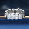 Emerald Cut White Zircon Rings for Women Men Luxury Gold Color Full Eternity Band Gifts Fine Jewelry