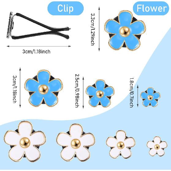 8PCS Daisy Flower Air Freshener Vent Clips - Cute Car Accessories for Women & Girls - Colorful Air Conditioning Outlet Clip - Blue, White