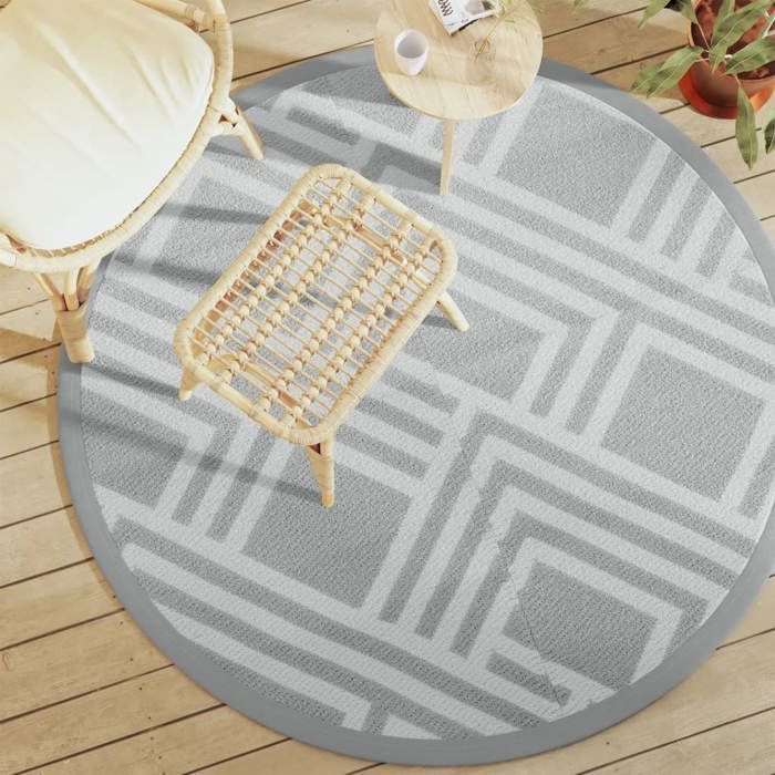 VidaXL Outdoor Rug Grey Ø160 Cm PP, Garden Rug, Floor Mat, Floor Carpet, Rug, Patio Rug, Carpet 368569