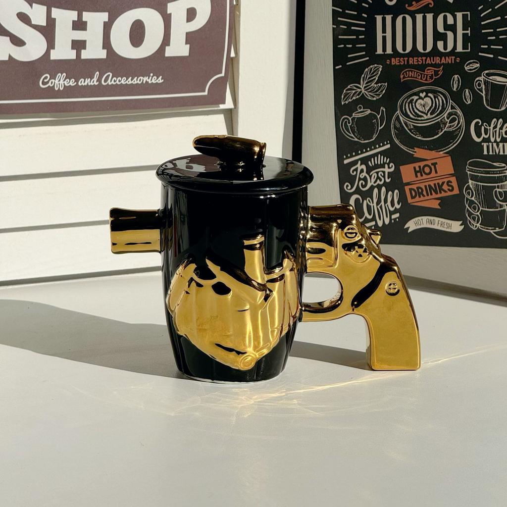 Revolver Bizarre Tassen Jungen Tee Kaffee Tassen Keramik Wasser Tassen Abstrakt Lustig Geburtstagsgeschenke