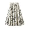 Women's Boho Midi Skirt A-Line Ruffle Elastic High Waist Casual Summer Pleated Flowy Floral Print Skirts Flared Below The Knee Skirts for Women