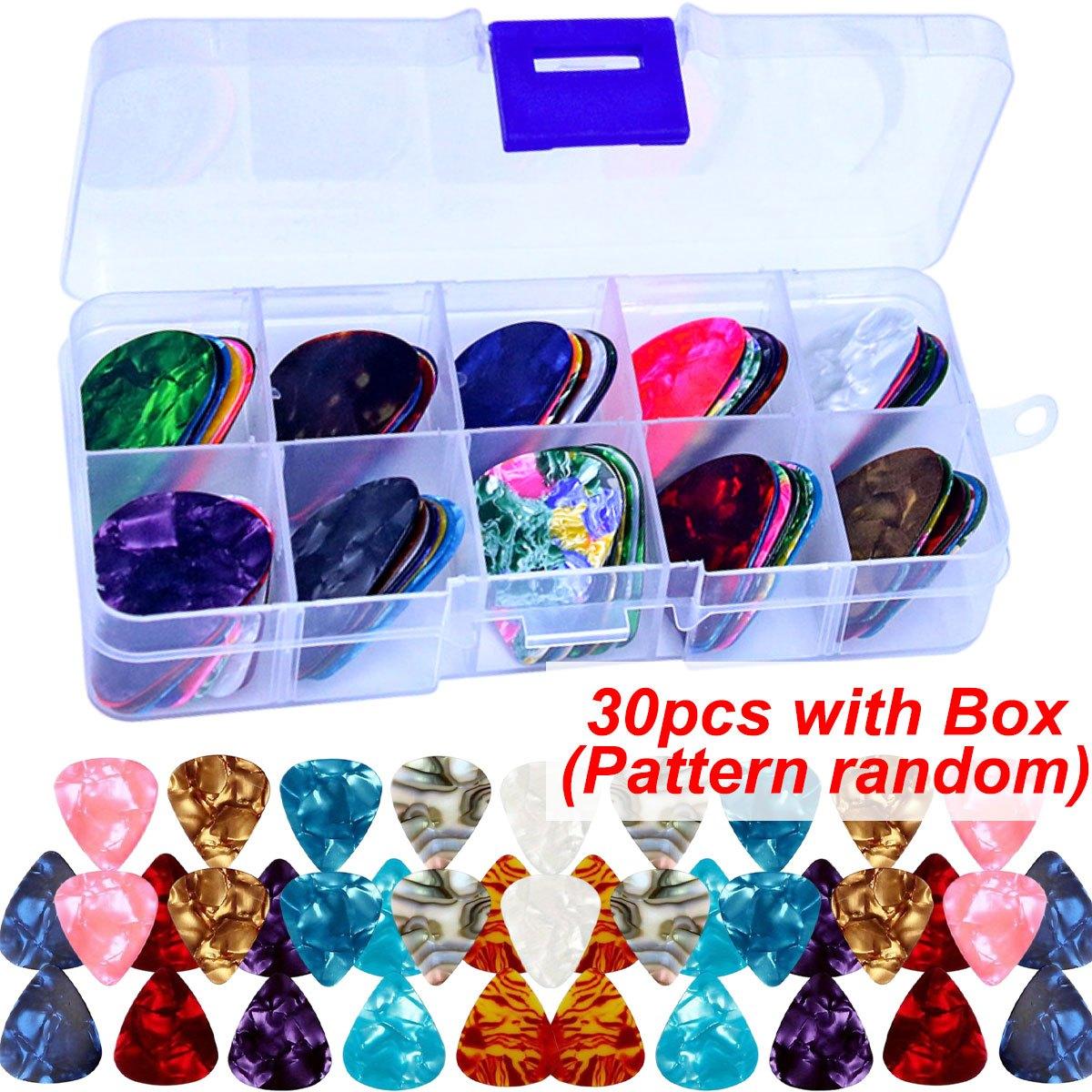 

30Pcs Boxed 0.46mm Guitar Picks, Random Cartoon Pattern ABS SLL Picks, for Guitar, Ukulele, Bass, ZSY