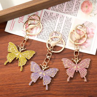 Llavero de Mariposa con Pedrería Brillante para Mujeres Niñas Soporte para Llavero de Coche Colgante para Mochila Decoración de Bolso Encanto Accesorios
