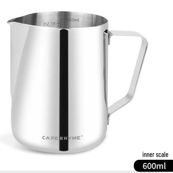 Thickened 304 Stainless Steel Latte Art Pitcher with Pointed Spout for Professional Milk Frothing.